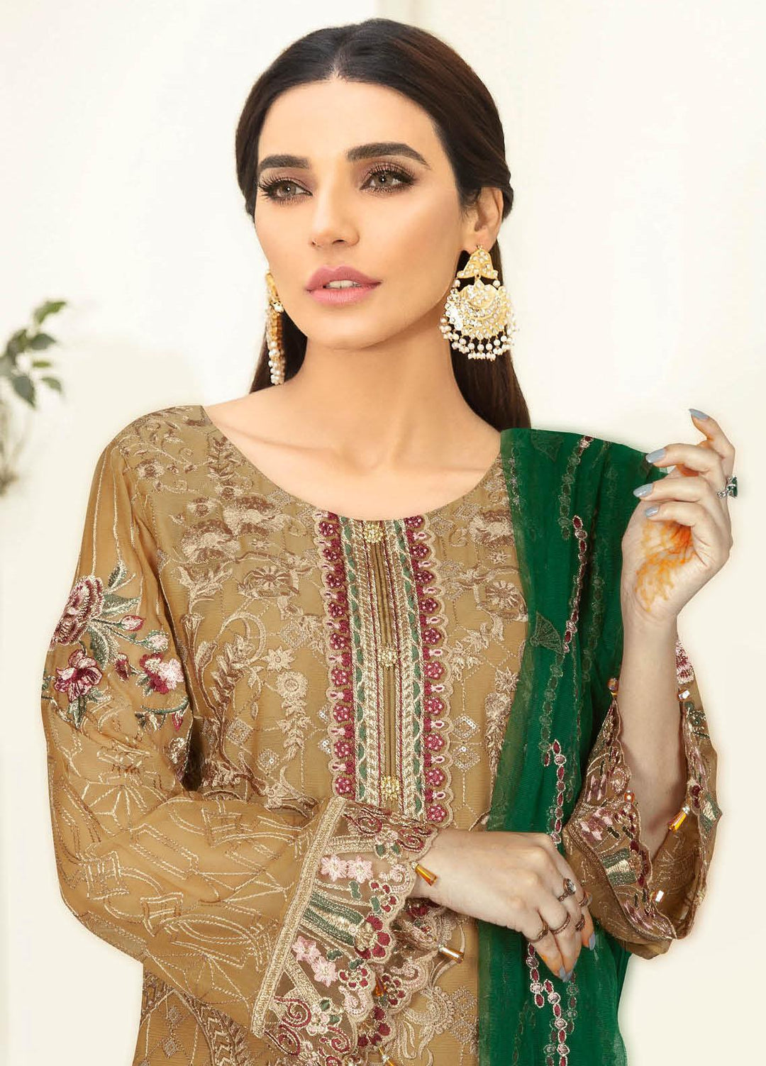 Nayab By Ramsha Embroidered Chiffon Suits Unstitched 3 Piece RSH23-N3 N-302 - Festive Collection