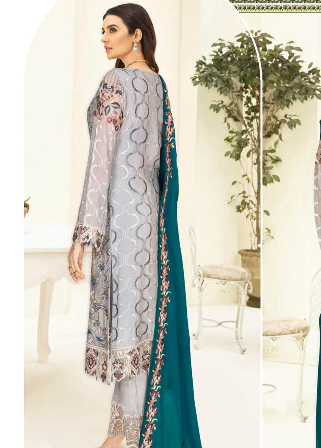 Nayab By Ramsha Embroidered Chiffon Suits Unstitched 3 Piece RSH23-N3 N-303 - Festive Collection