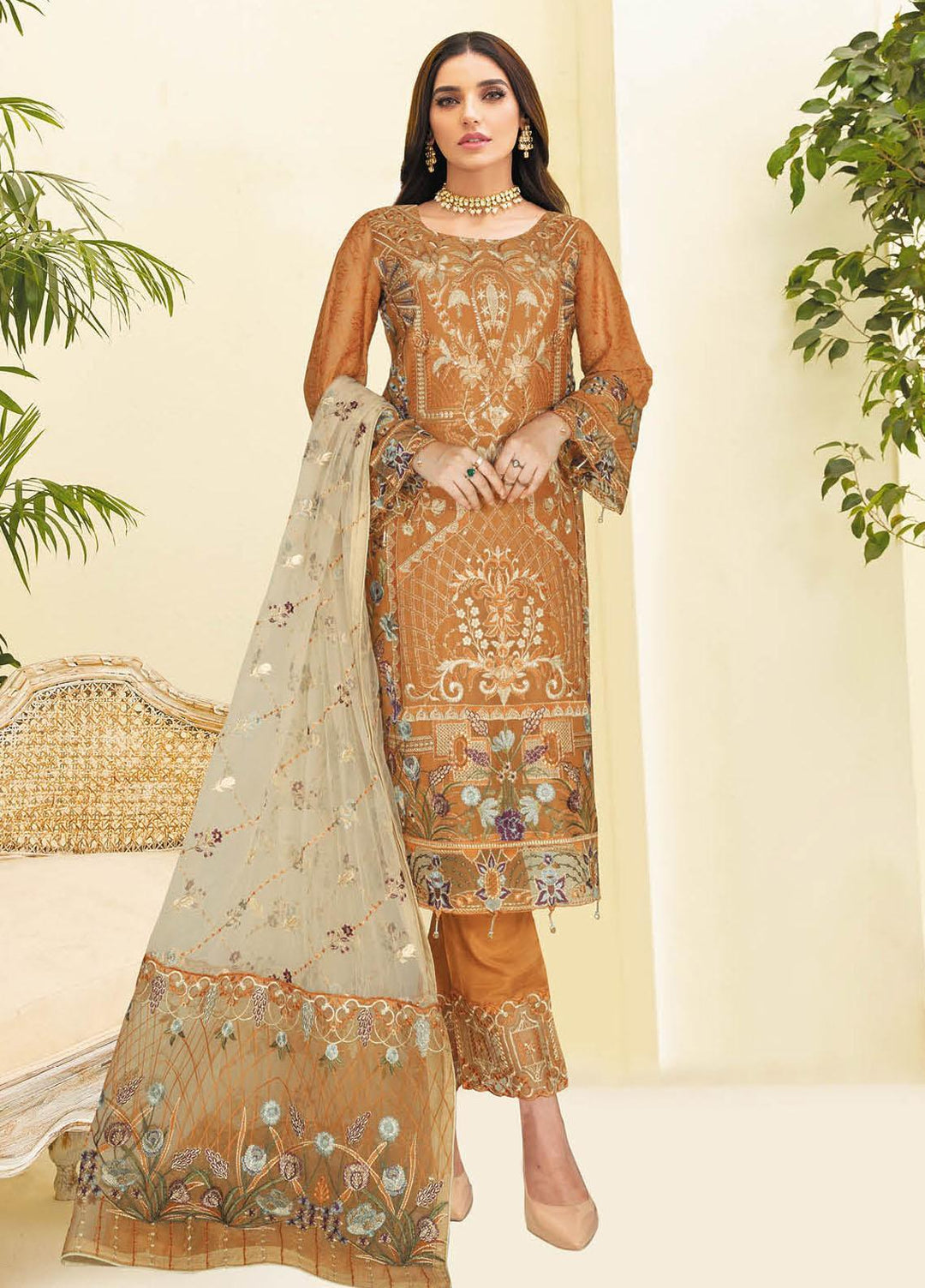Nayab By Ramsha Embroidered Chiffon Suits Unstitched 3 Piece RSH23-N3 N-305 - Festive Collection