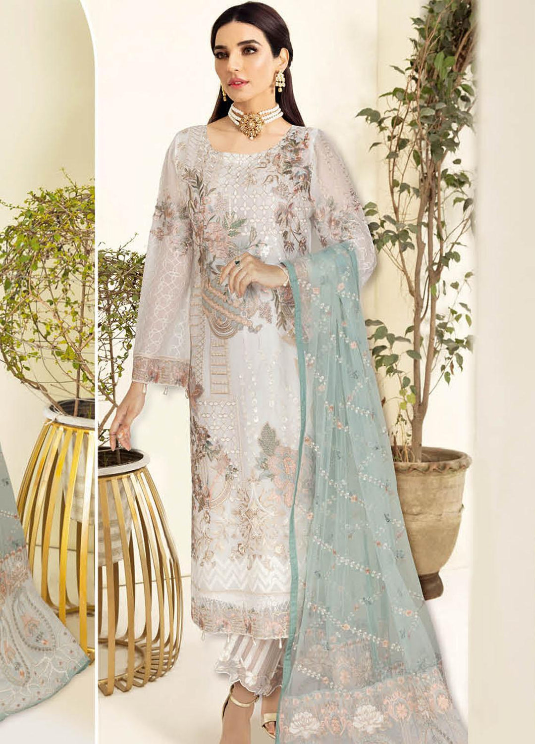 Nayab By Ramsha Embroidered Chiffon Suits Unstitched 3 Piece RSH23-N3 N-306 - Festive Collection