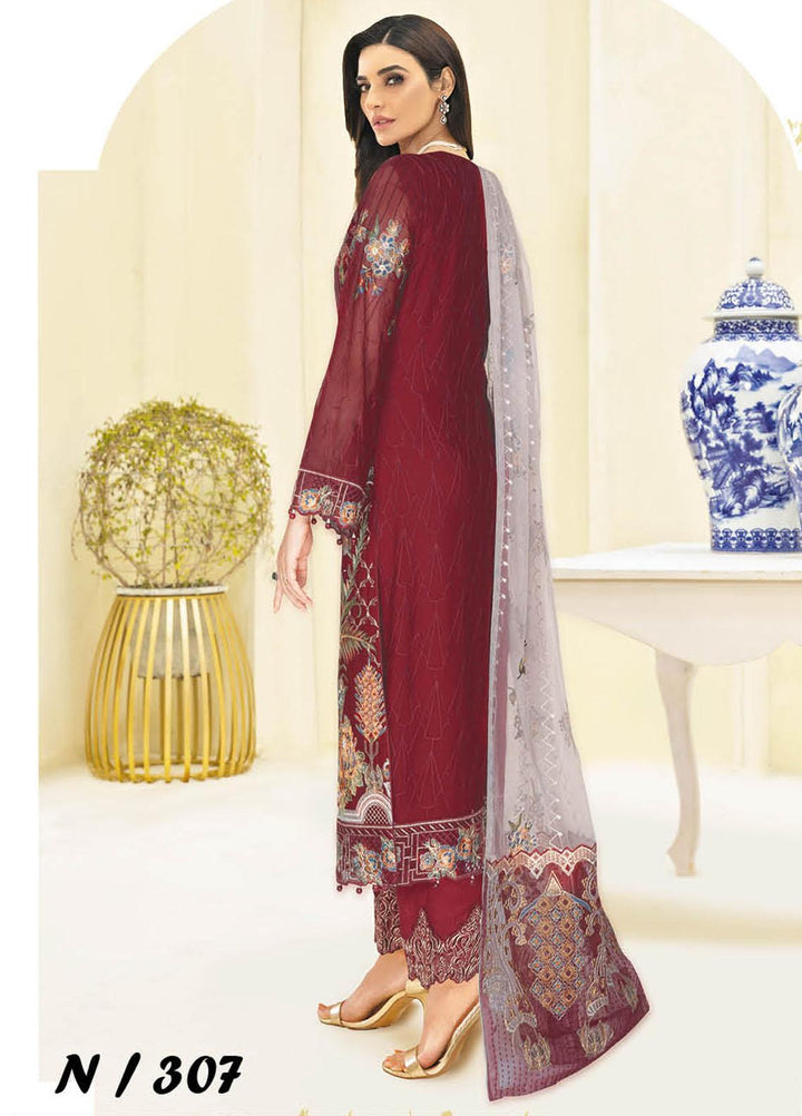 Nayab By Ramsha Embroidered Chiffon Suits Unstitched 3 Piece RSH23-N3 N-307 - Festive Collection