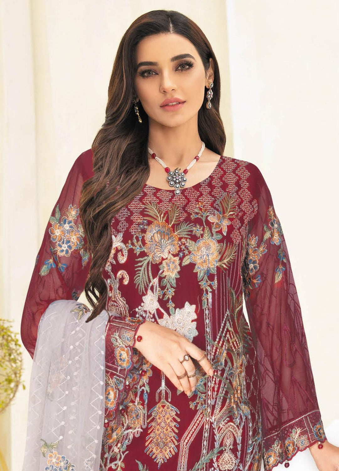 Nayab By Ramsha Embroidered Chiffon Suits Unstitched 3 Piece RSH23-N3 N-307 - Festive Collection