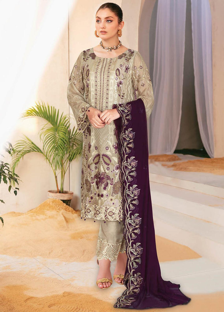 Nayab By Ramsha Embroidered Chiffon Suits Unstitched 3 Piece RSH23N N-101 - Festive Collection