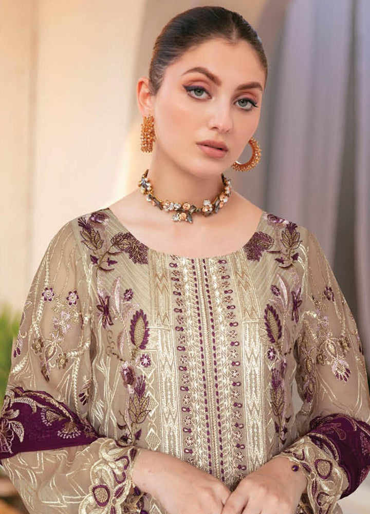 Nayab By Ramsha Embroidered Chiffon Suits Unstitched 3 Piece RSH23N N-101 - Festive Collection