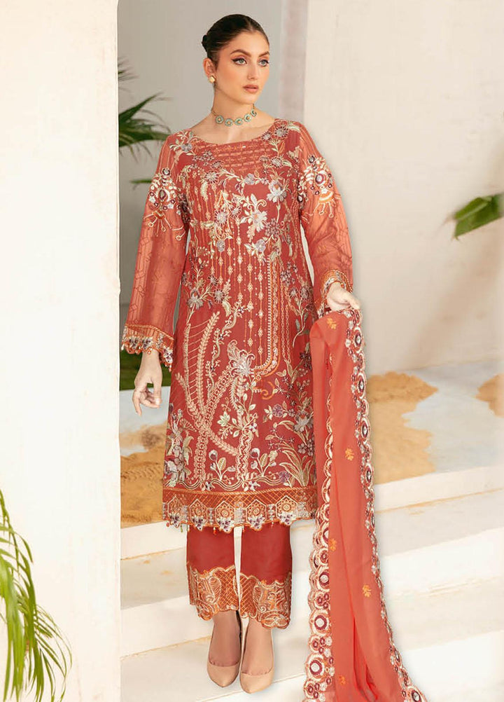 Nayab By Ramsha Embroidered Chiffon Suits Unstitched 3 Piece RSH23N N-102 - Festive Collection