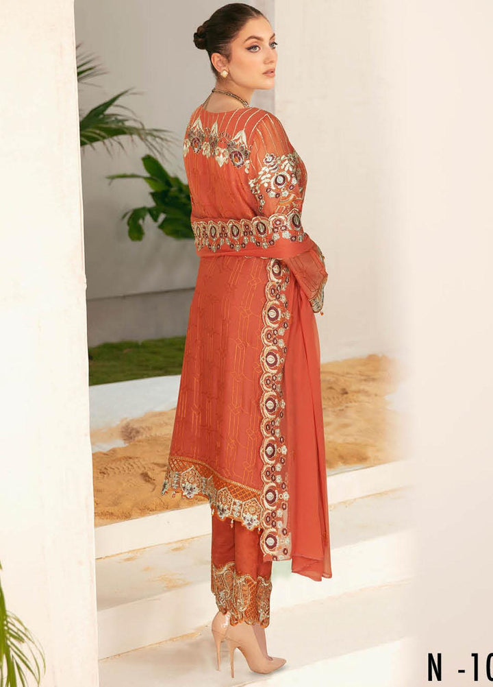 Nayab By Ramsha Embroidered Chiffon Suits Unstitched 3 Piece RSH23N N-102 - Festive Collection