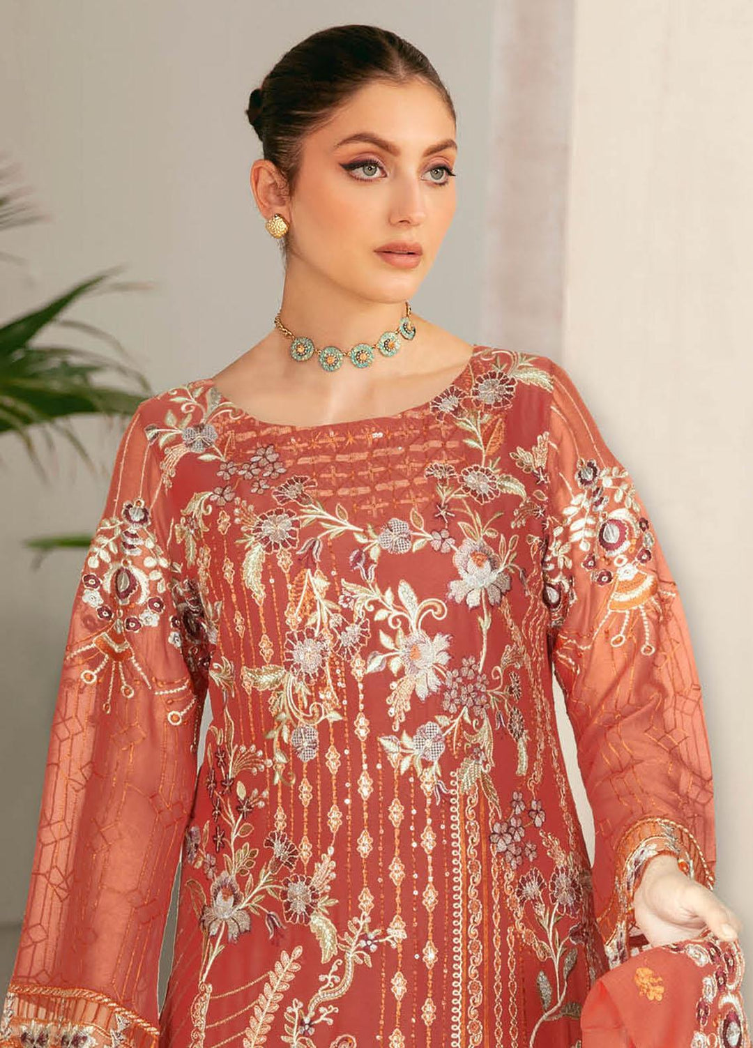Nayab By Ramsha Embroidered Chiffon Suits Unstitched 3 Piece RSH23N N-102 - Festive Collection