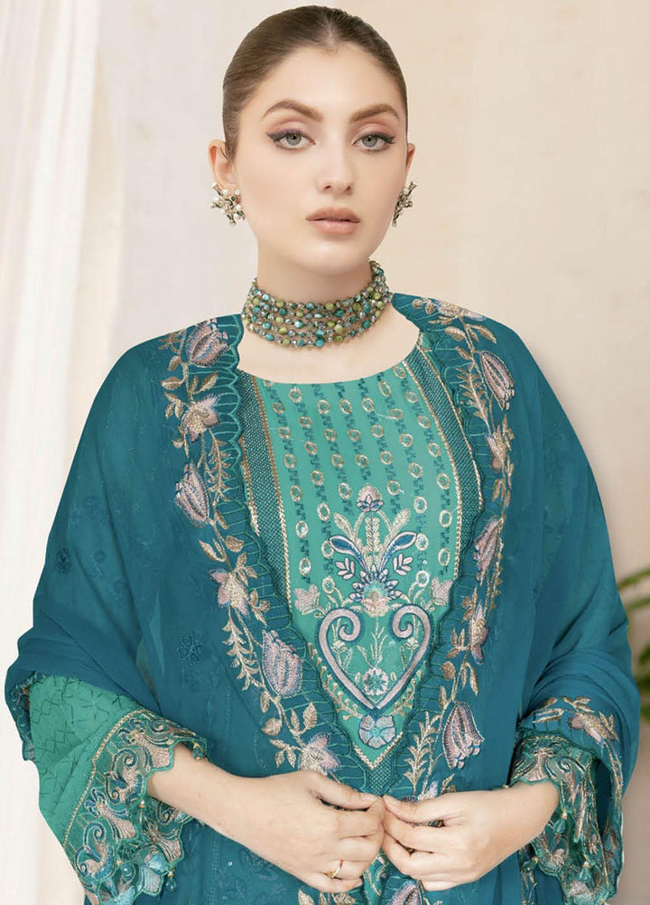 Nayab By Ramsha Embroidered Chiffon Suits Unstitched 3 Piece RSH23N N-103 - Festive Collection