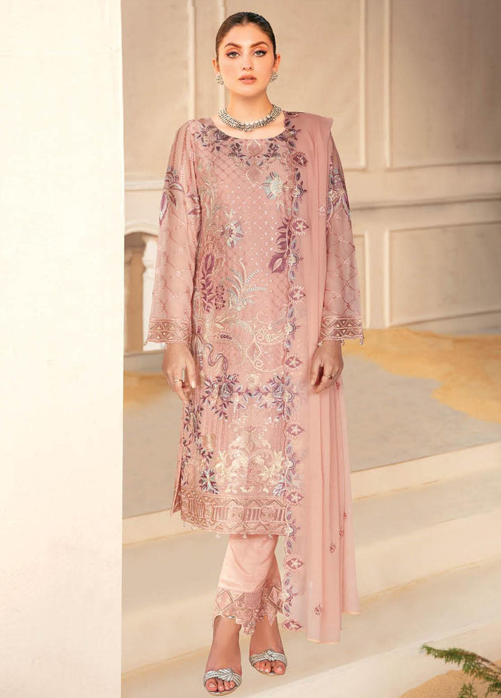 Nayab By Ramsha Embroidered Chiffon Suits Unstitched 3 Piece RSH23N N-104 - Festive Collection