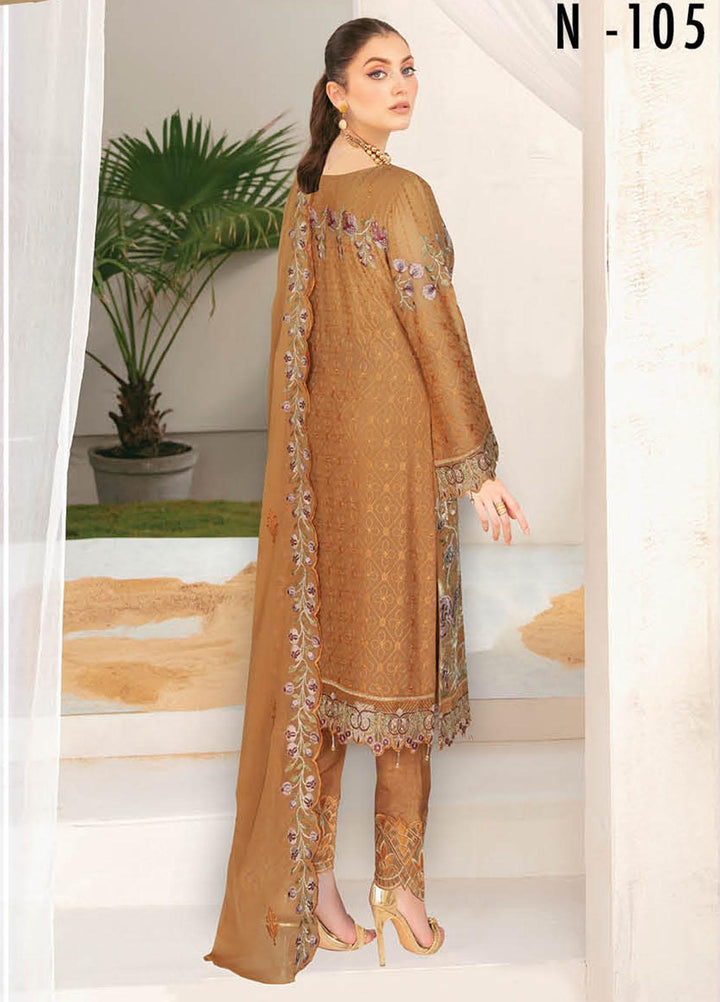 Nayab By Ramsha Embroidered Chiffon Suits Unstitched 3 Piece RSH23N N-105 - Festive Collection