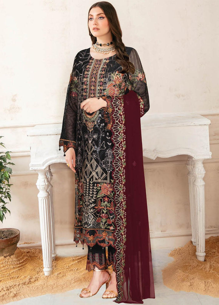 Nayab By Ramsha Embroidered Chiffon Suits Unstitched 3 Piece RSH23N N-107 - Festive Collection