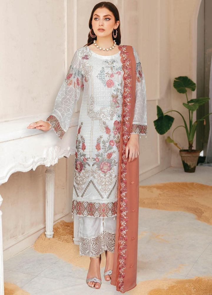 Nayab By Ramsha Embroidered Chiffon Suits Unstitched 3 Piece RSH23N N-109 - Festive Collection