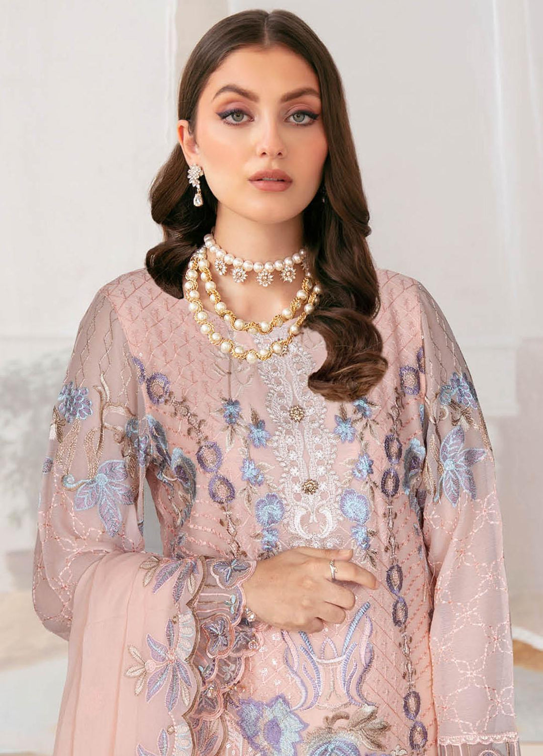Nayab By Ramsha Embroidered Chiffon Suits Unstitched 3 Piece RSH23N N-111 - Festive Collection
