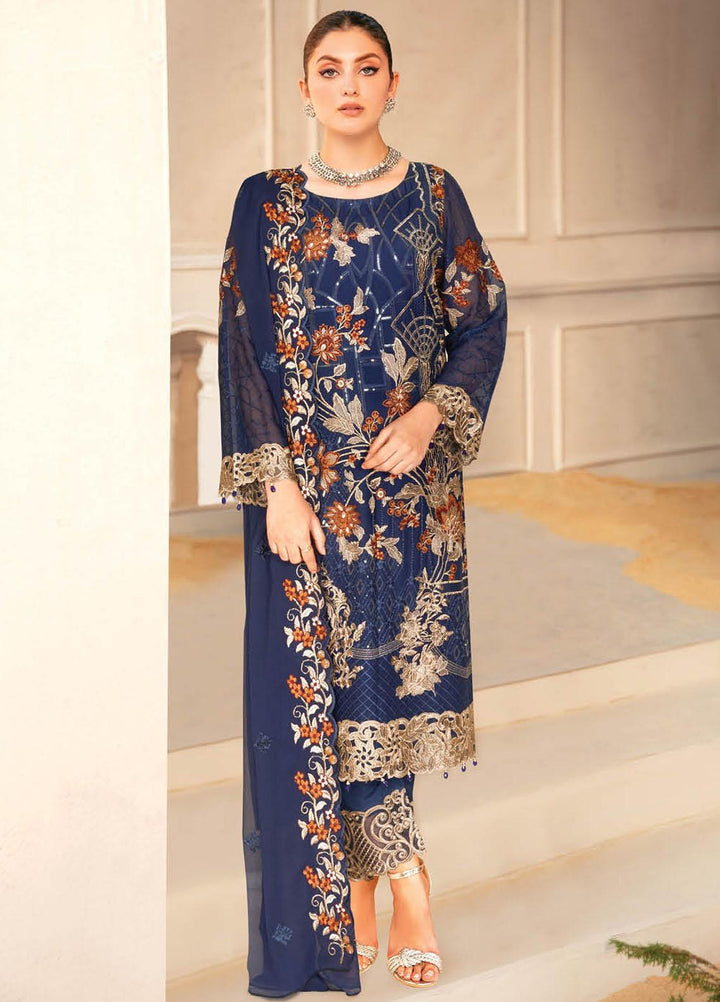 Nayab By Ramsha Embroidered Chiffon Suits Unstitched 3 Piece RSH23N N-112 - Festive Collection