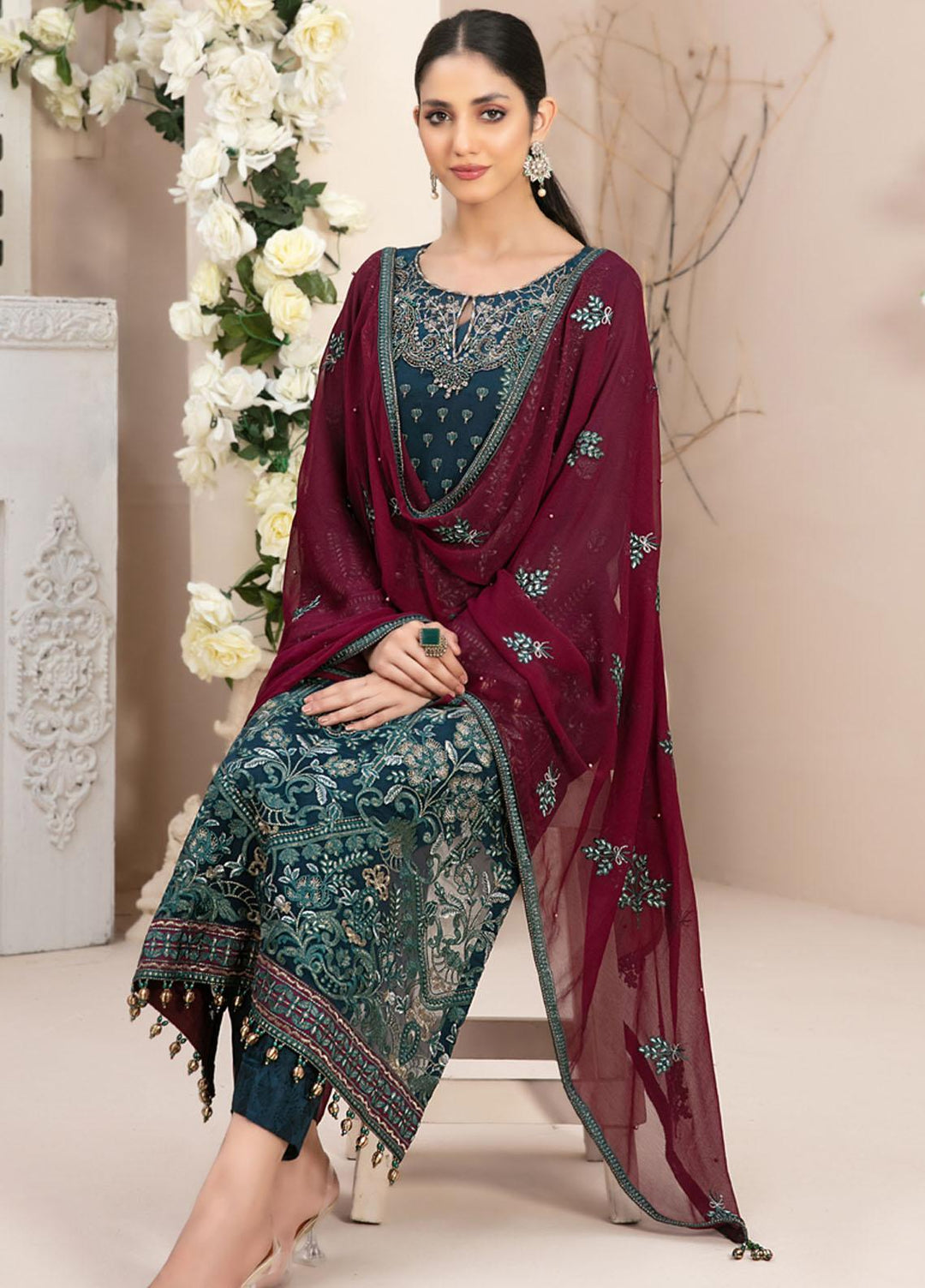 Nayara By Tawakkal Fabrics Embroidered Chiffon Suits Unstitched 3 Piece TWF23N D-8681 - Formal Collection