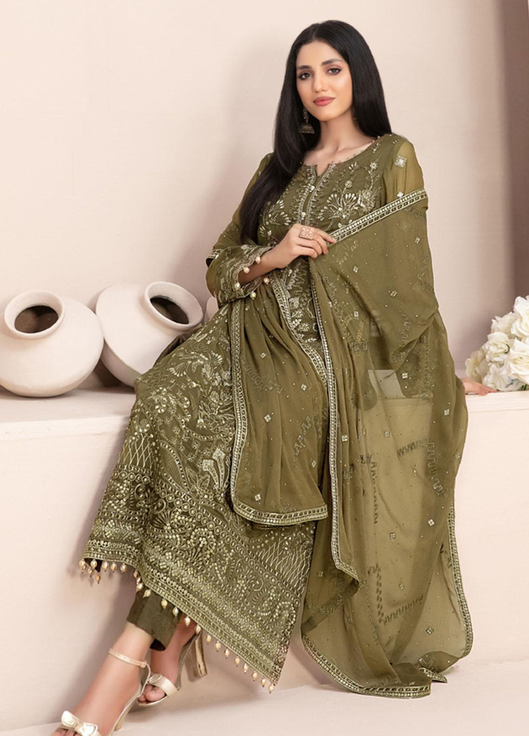 Nayara By Tawakkal Fabrics Embroidered Chiffon Suits Unstitched 3 Piece TWF23N D-8682 - Formal Collection