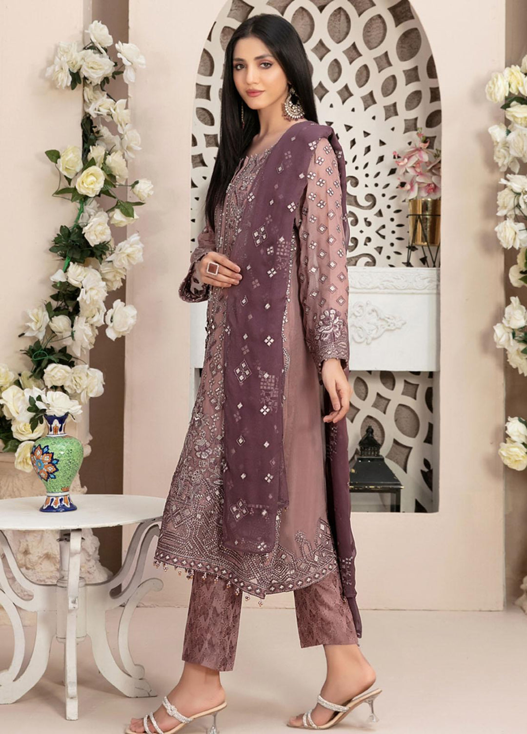 Nayara By Tawakkal Fabrics Embroidered Chiffon Suits Unstitched 3 Piece TWF23N D-8683 - Formal Collection