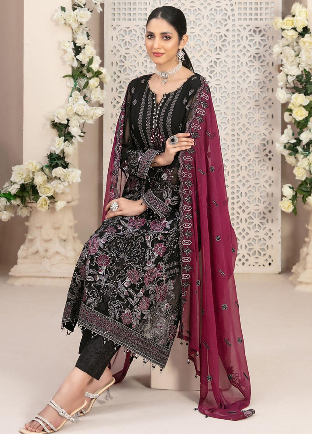 Nayara By Tawakkal Fabrics Embroidered Chiffon Suits Unstitched 3 Piece TWF23N D-8684 - Formal Collection