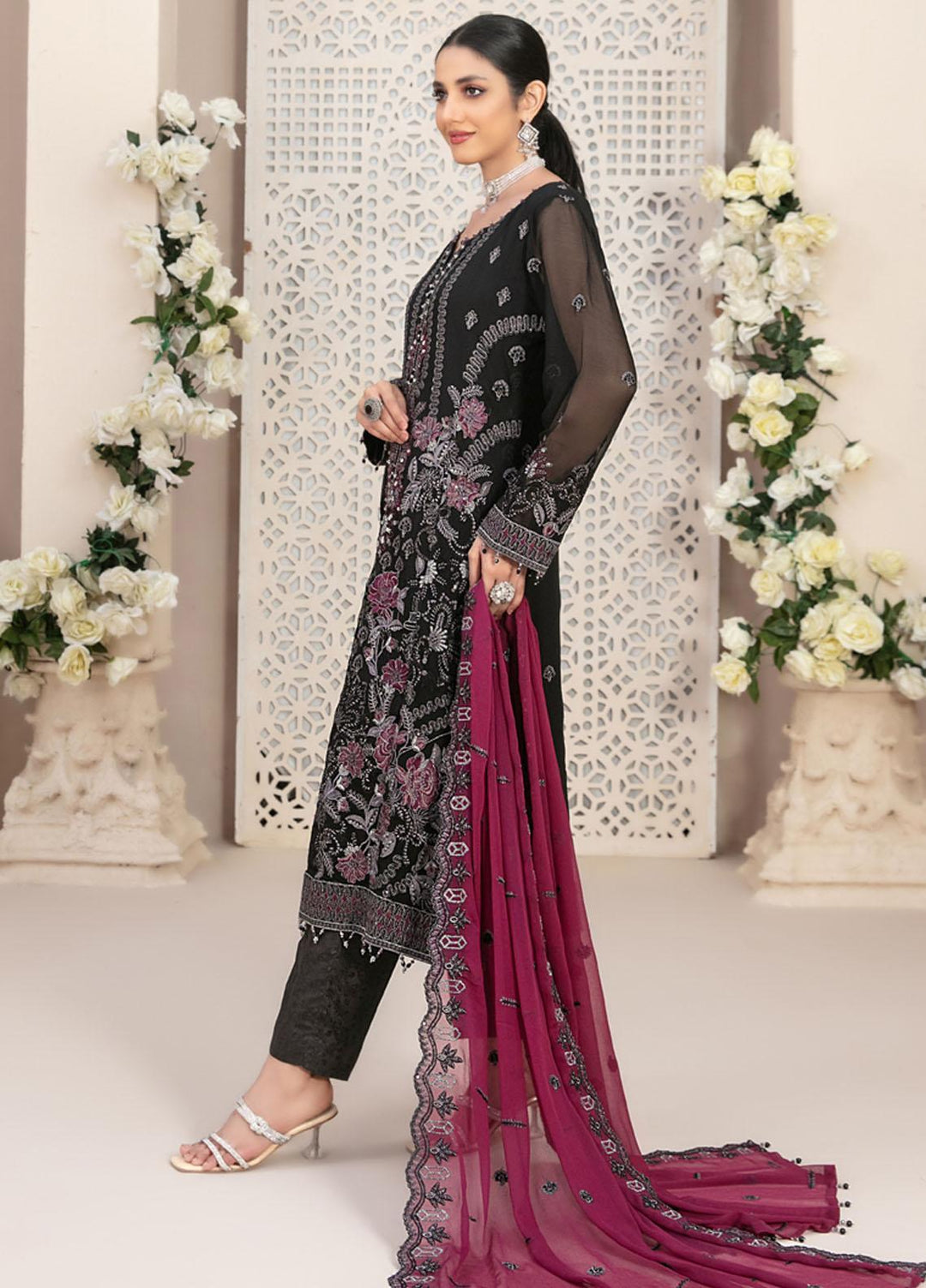Nayara By Tawakkal Fabrics Embroidered Chiffon Suits Unstitched 3 Piece TWF23N D-8684 - Formal Collection