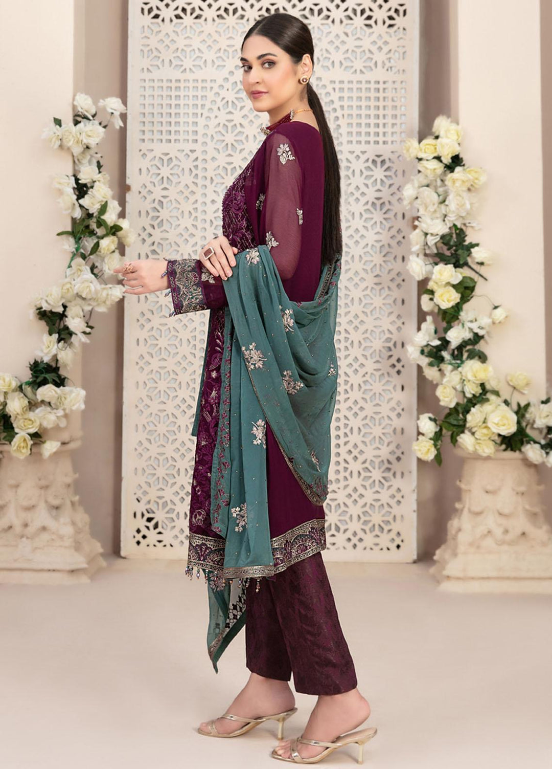 Nayara By Tawakkal Fabrics Embroidered Chiffon Suits Unstitched 3 Piece TWF23N D-8687 - Formal Collection