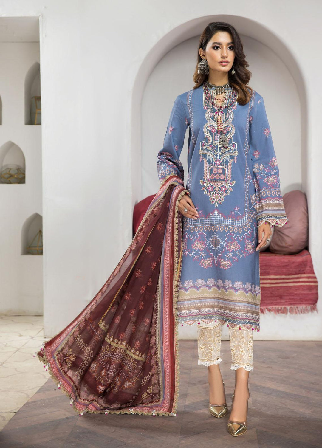Naz Afreen by Anaya Embroidered Cambric Suits Unstitched 3 Piece AKC22NA AEC22-10 MANIZEH - Festive Collection
