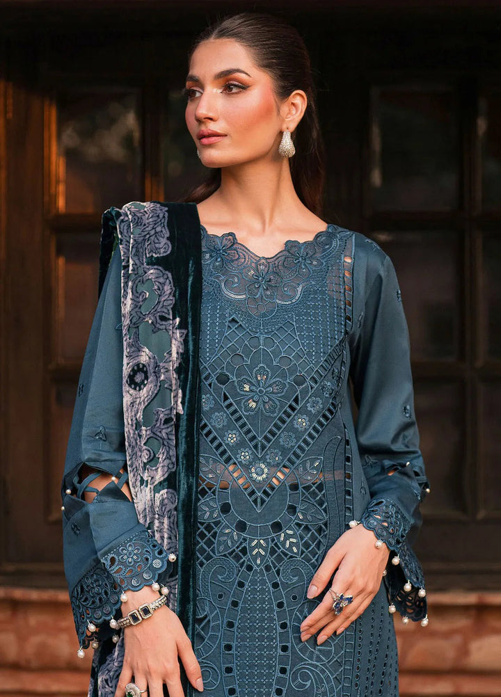 Nazakat By Mahnur Embroidered Corduroy Suit Unstitched 3 Piece MN24N D-06 Aven - Winter Collection