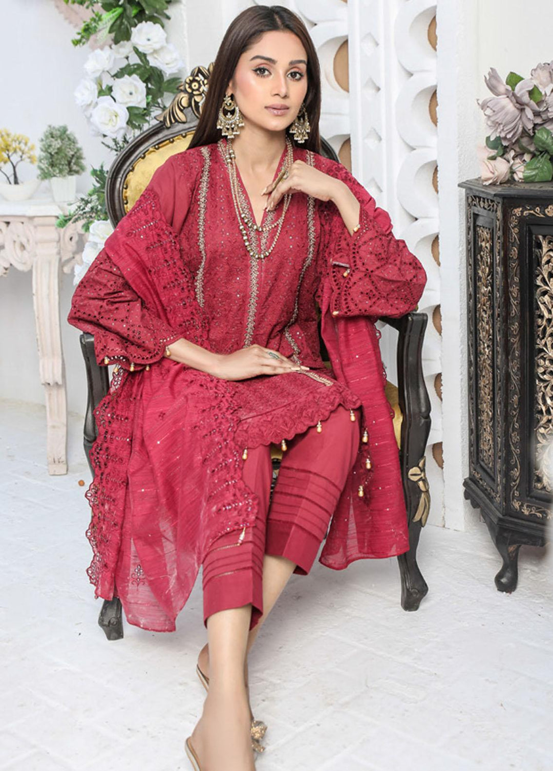 Nazakat By MTF Embroidered Chikankari Suits Unstitched 3 Piece MTF23N 02 - Summer Collection