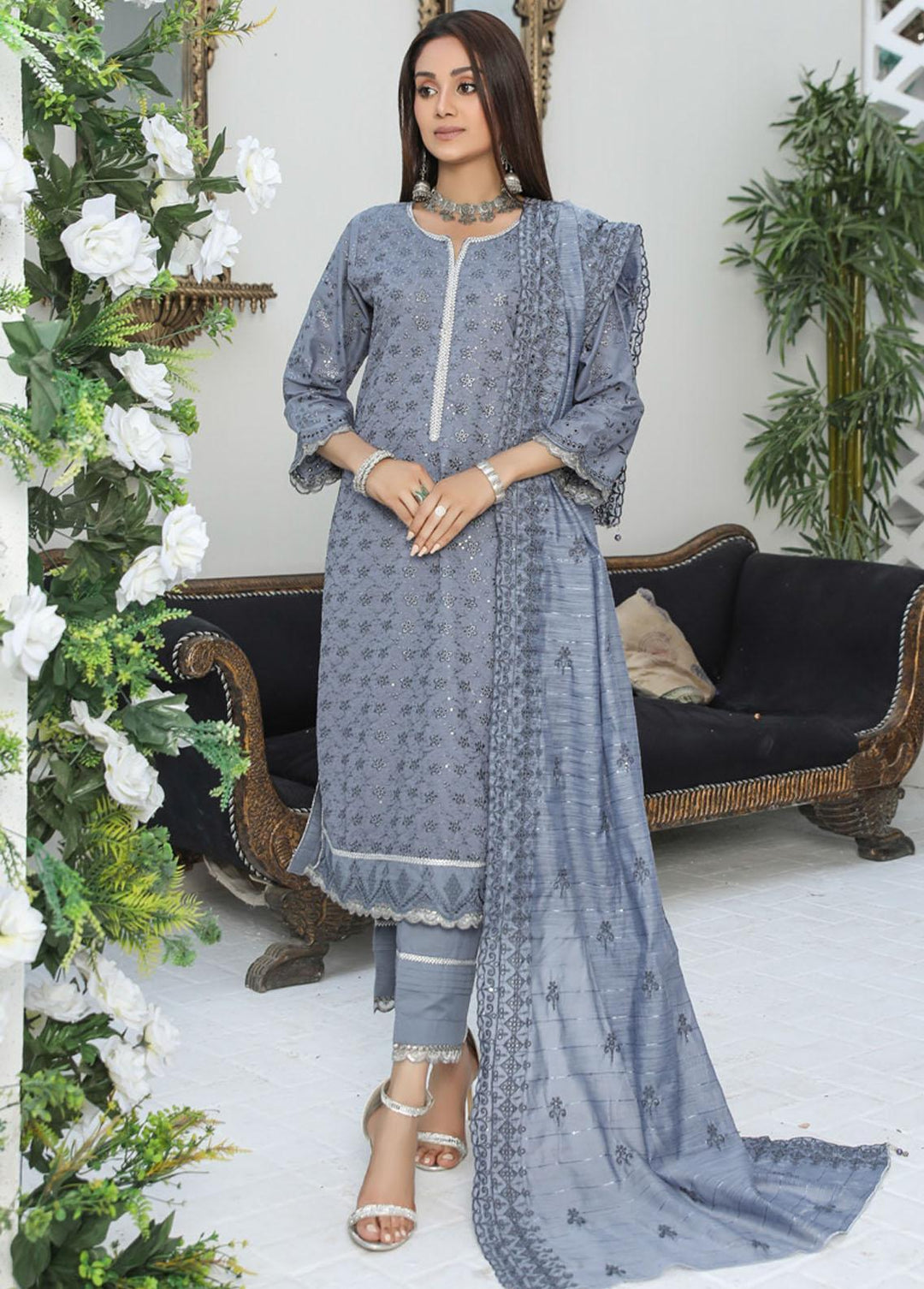 Nazakat By MTF Embroidered Chikankari Suits Unstitched 3 Piece MTF23N 03 - Summer Collection