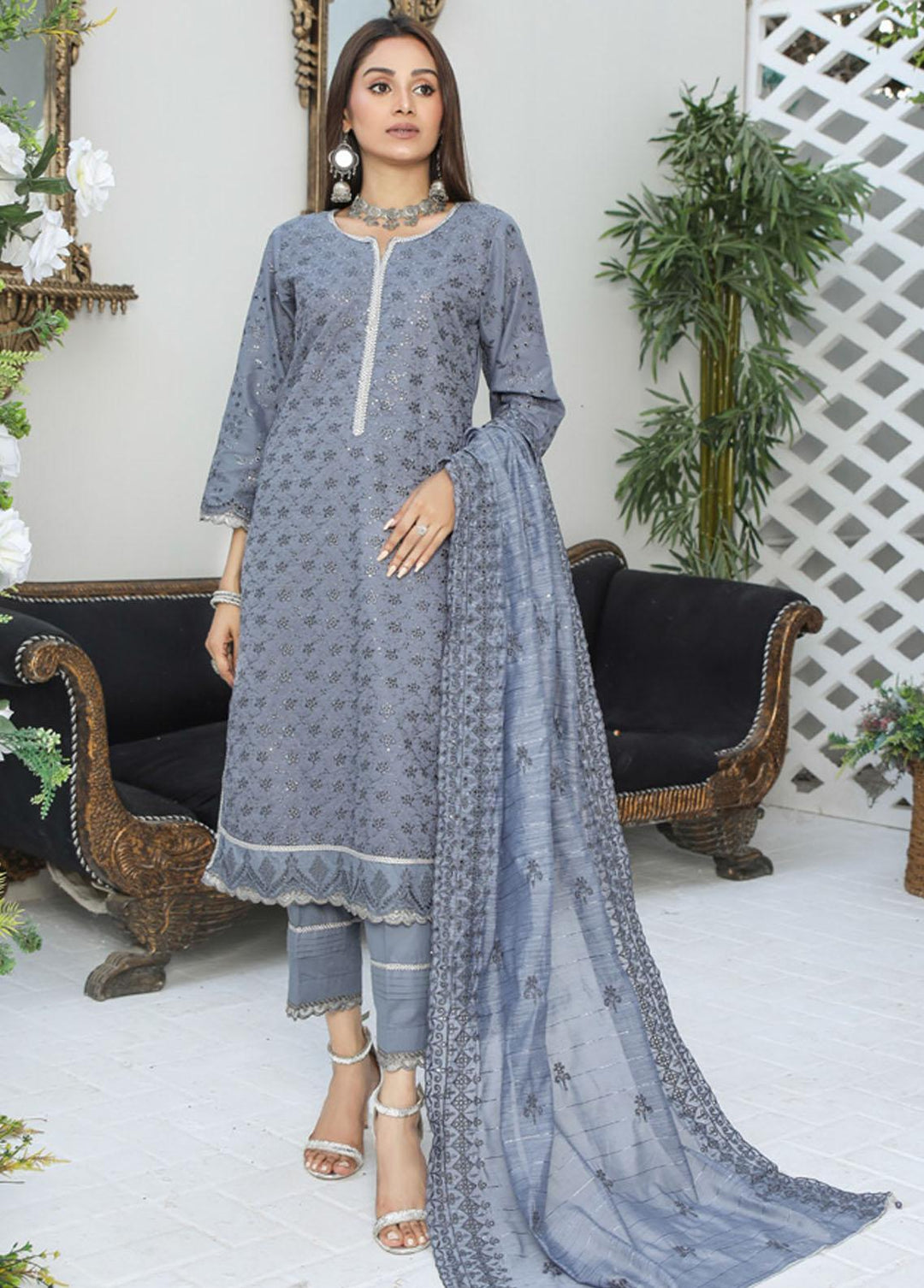 Nazakat By MTF Embroidered Chikankari Suits Unstitched 3 Piece MTF23N 03 - Summer Collection