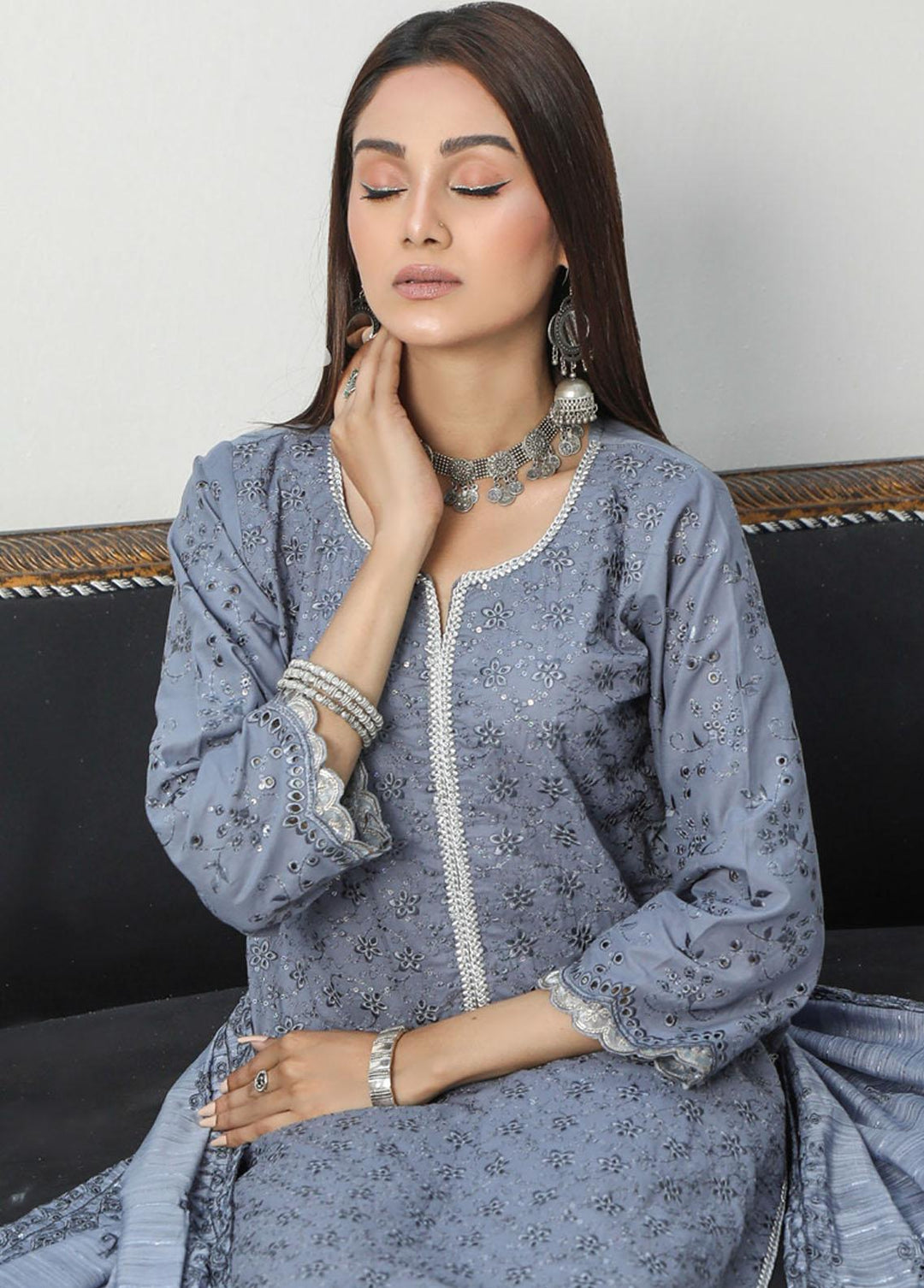 Nazakat By MTF Embroidered Chikankari Suits Unstitched 3 Piece MTF23N 03 - Summer Collection