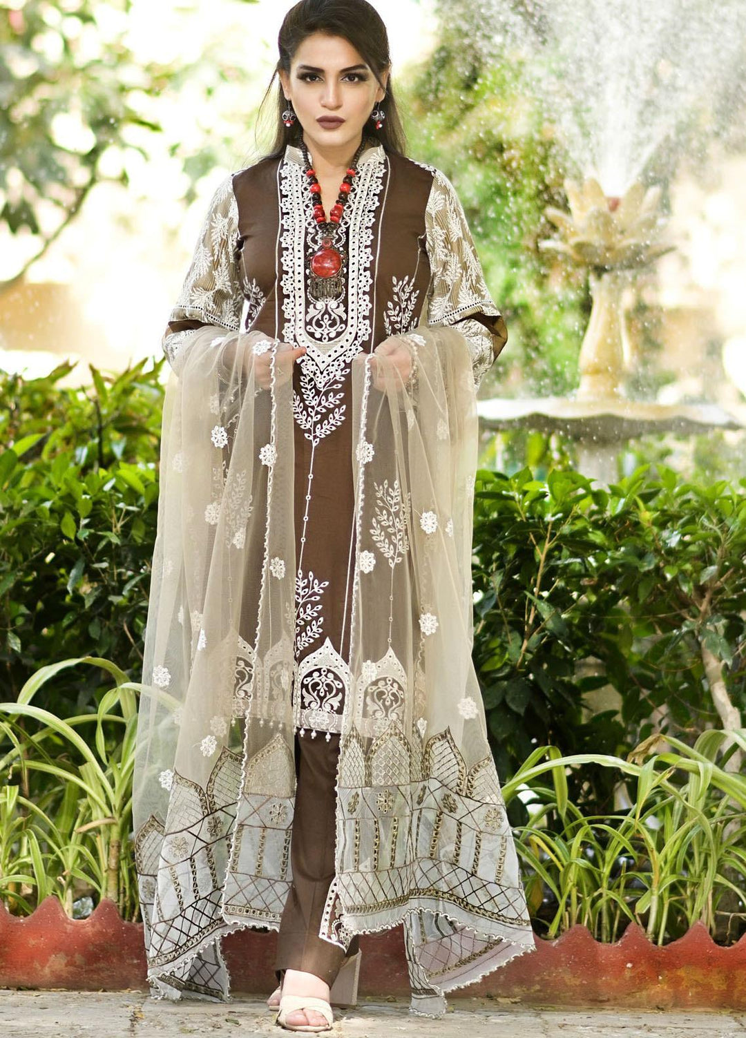 Nazia Malik Chikankari Lawn Suits Unstitched 3 Piece NZM21L 05-Elfin - Luxury Collection