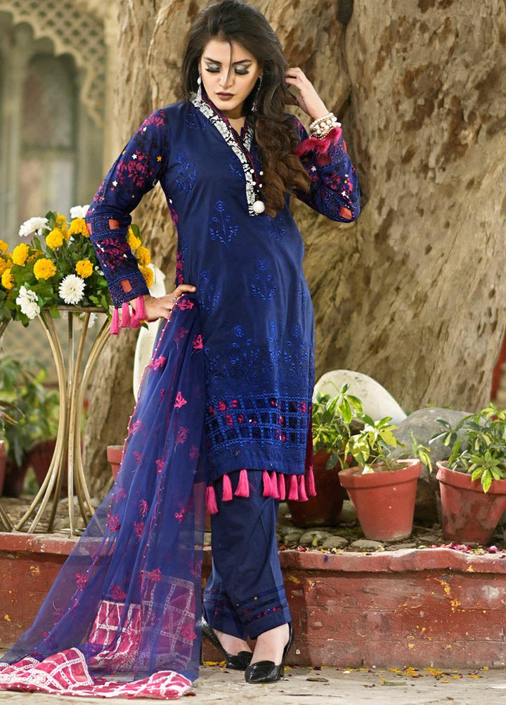 Nazia Malik Chikankari Lawn Suits Unstitched 3 Piece NZM21L 06-Carnation - Luxury Collection