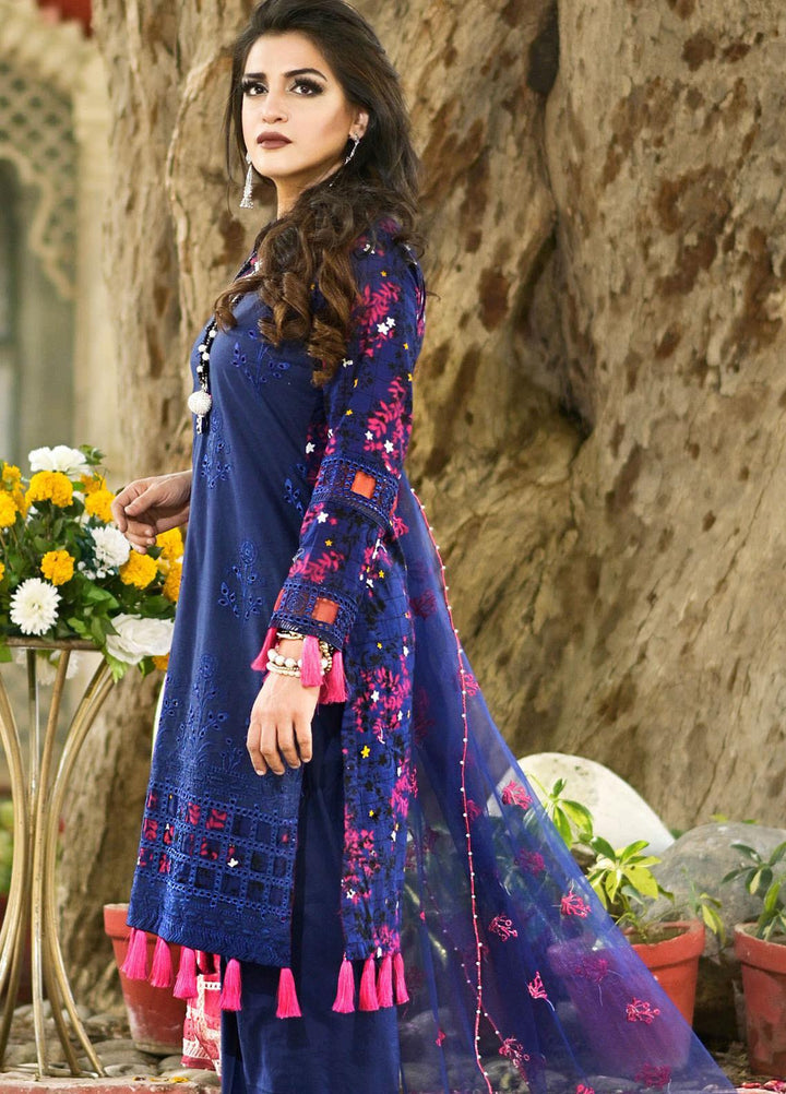 Nazia Malik Chikankari Lawn Suits Unstitched 3 Piece NZM21L 06-Carnation - Luxury Collection