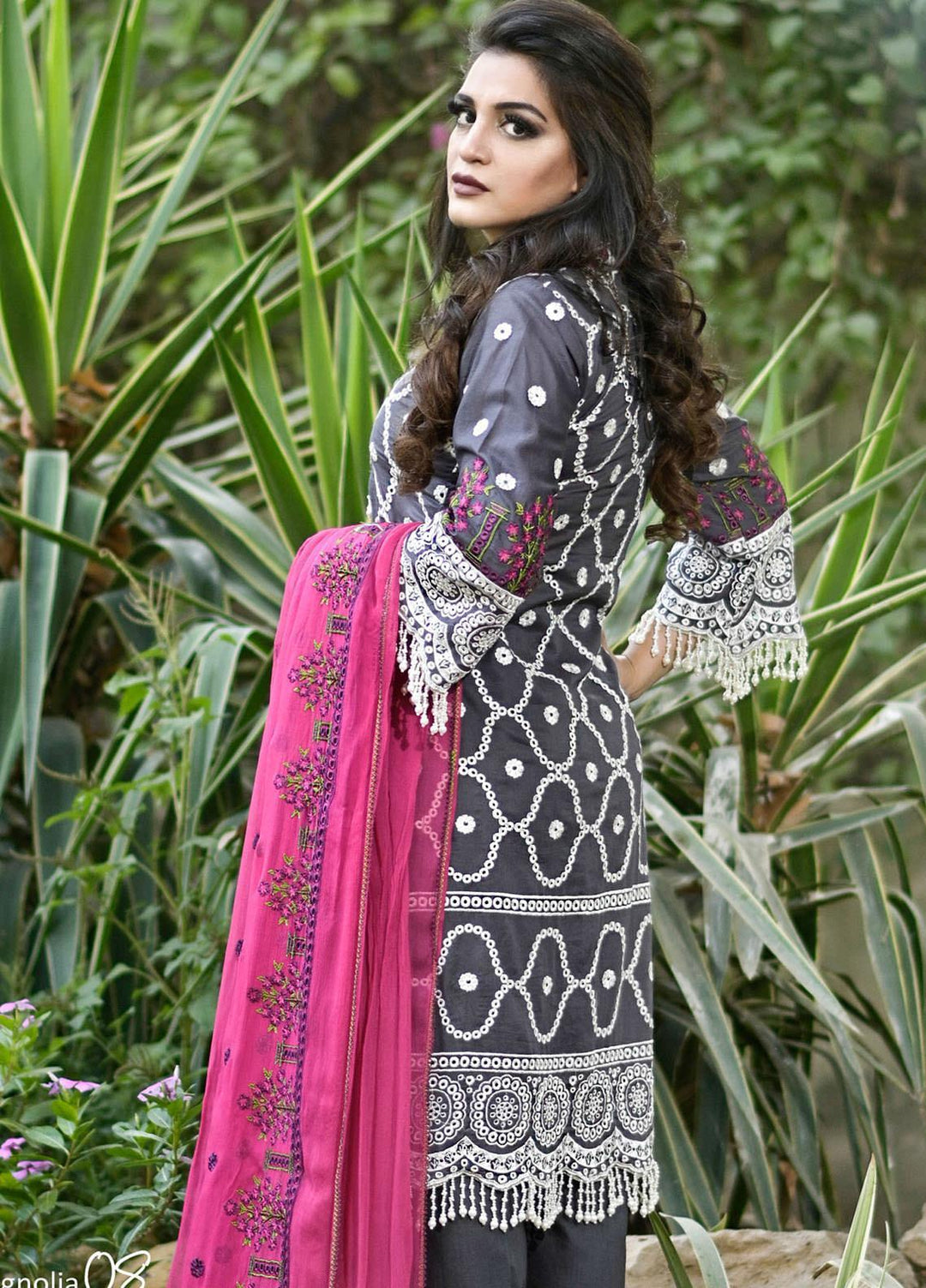 Nazia Malik Chikankari Lawn Suits Unstitched 3 Piece NZM21L 08-Magnolia - Luxury Collection