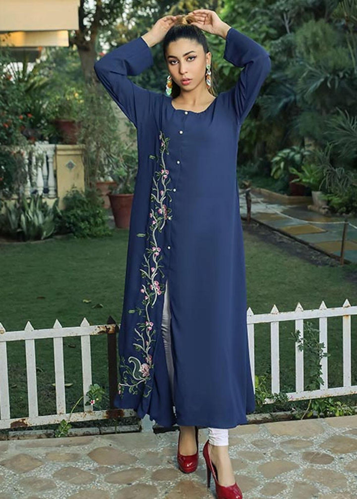 Nazmina Pret Embroidered Crepe Frock NZ23F NE-30 GLOOMING SEA