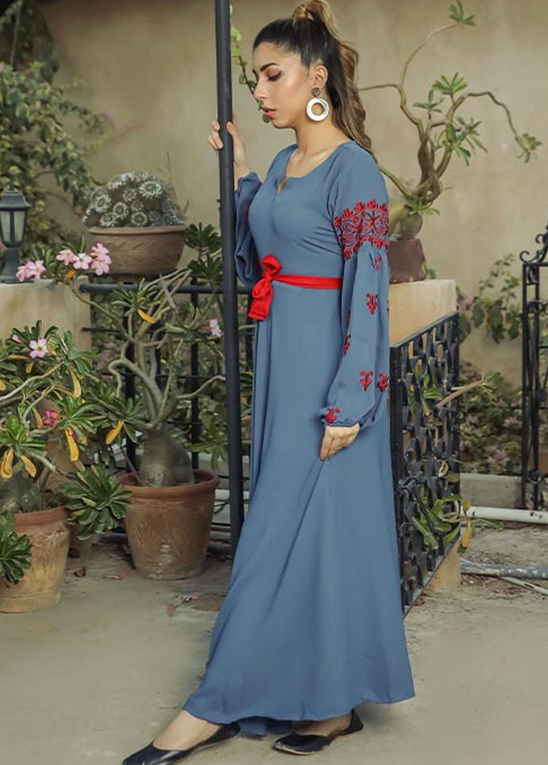 Nazmina Pret Embroidered Crepe Frock NZ23F NE-32 SPRUCE DRESS