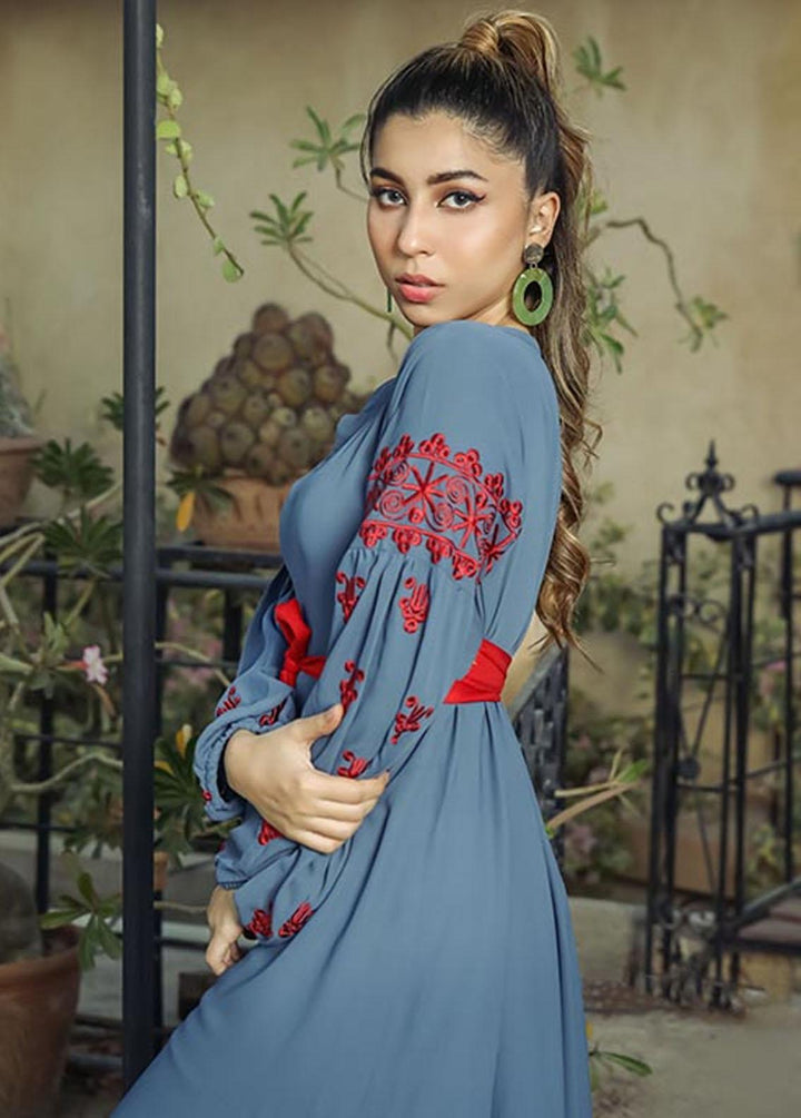 Nazmina Pret Embroidered Crepe Frock NZ23F NE-32 SPRUCE DRESS