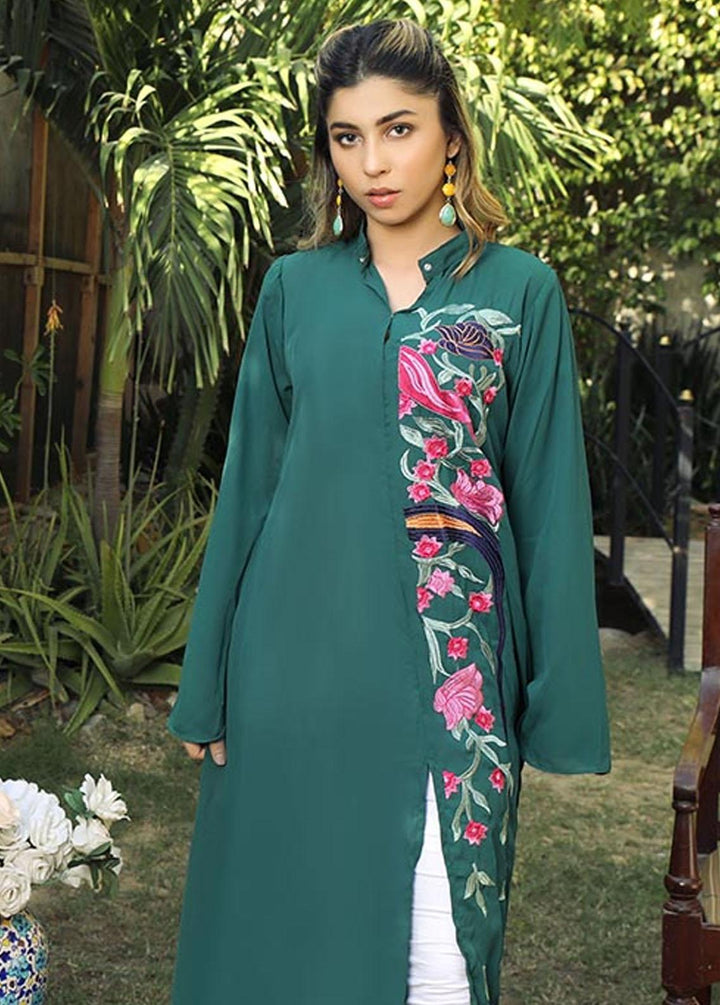 Nazmina Pret Embroidered Crepe Frock NZ23F NE-35 VIRIDIAN DRESS