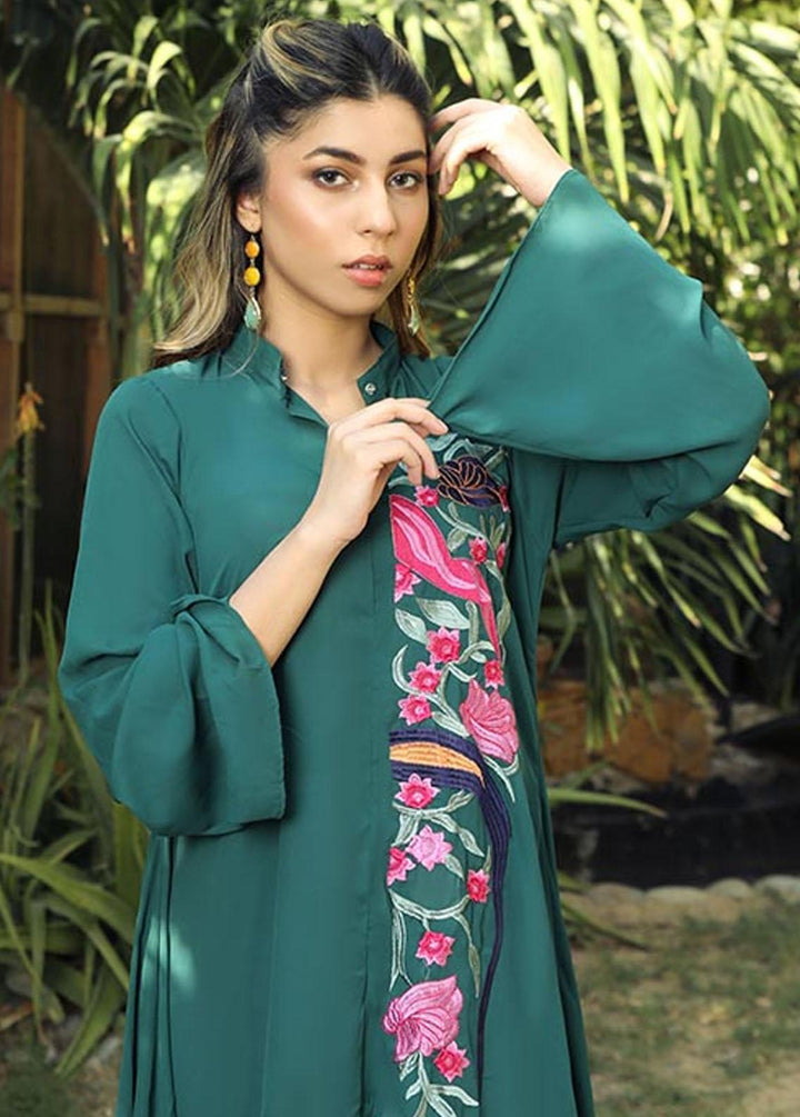 Nazmina Pret Embroidered Crepe Frock NZ23F NE-35 VIRIDIAN DRESS