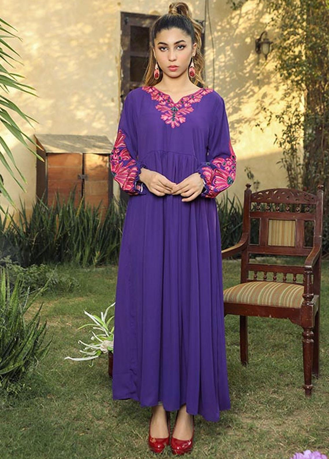 Nazmina Pret Embroidered Crepe Frock NZ23F NE-36 VIBRANT MOVE