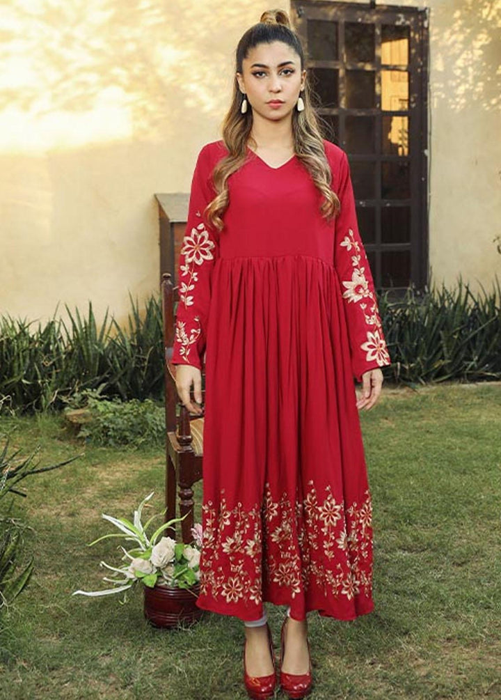 Nazmina Pret Embroidered Crepe Frock NZ23F NE-37 GOLD FLORALS