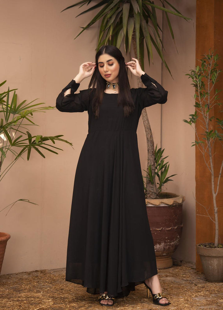 Nazmina Pret  Chiffon Western Dress BLACK ROCK FR-620