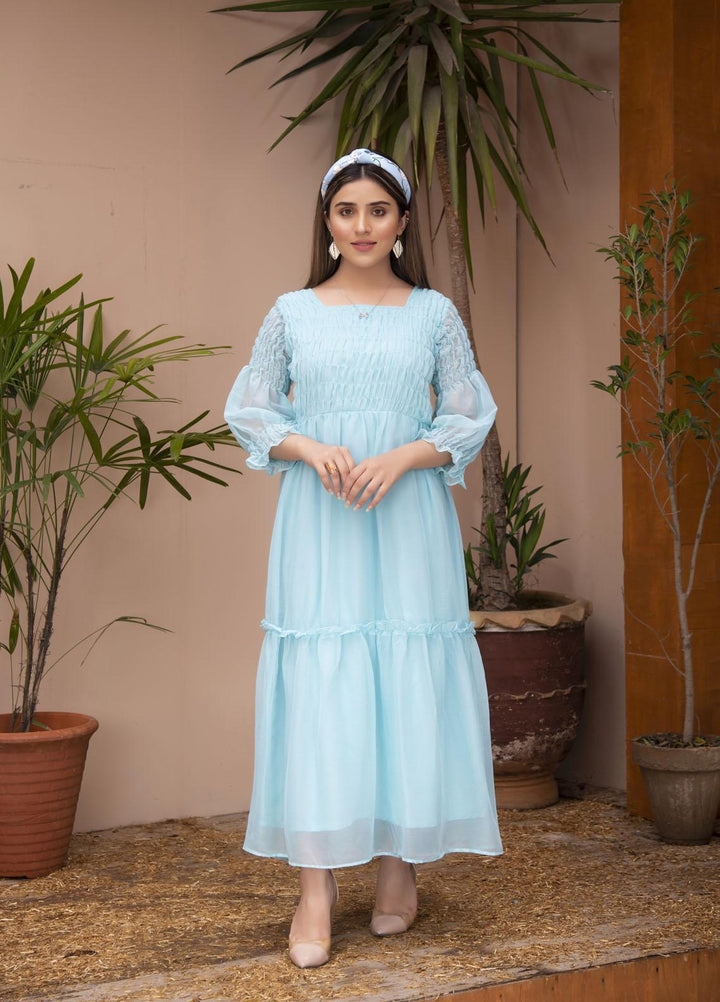 Nazmina Pret  Chiffon Western Dress SKY BIRD FR-612