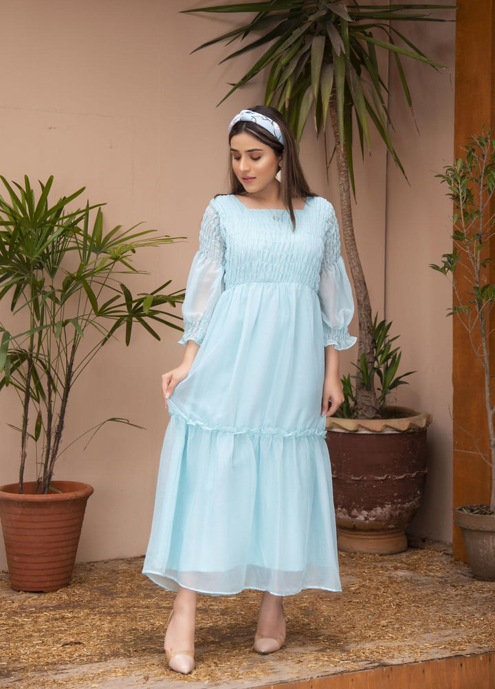 Nazmina Pret  Chiffon Western Dress SKY BIRD FR-612