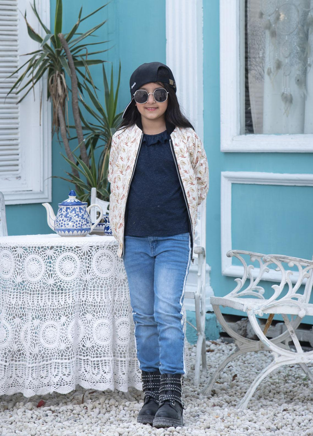 Nazmina Denim Stylish Jackets for Girls -  TDK-02 Pink Petals Jacket