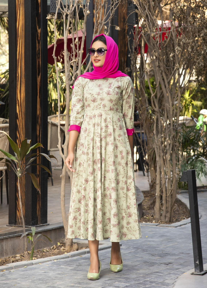 Nazmina Pret  Lawn Western Dress FR-601 PINK PISTACHO