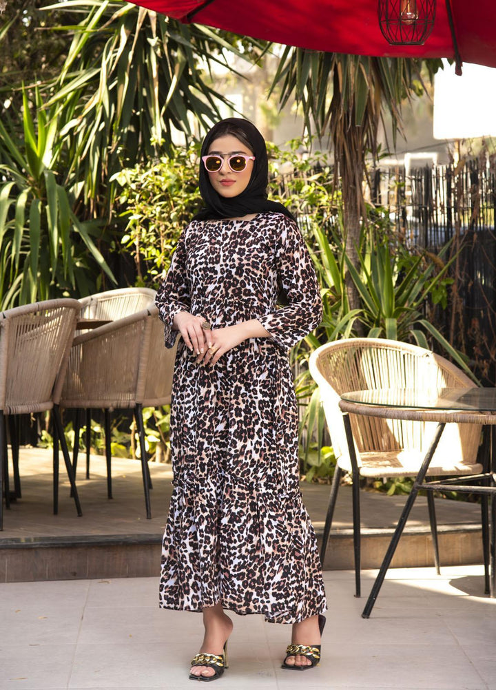 Nazmina Pret  Lawn Western Dress FR-604 SNOW LEOPARD