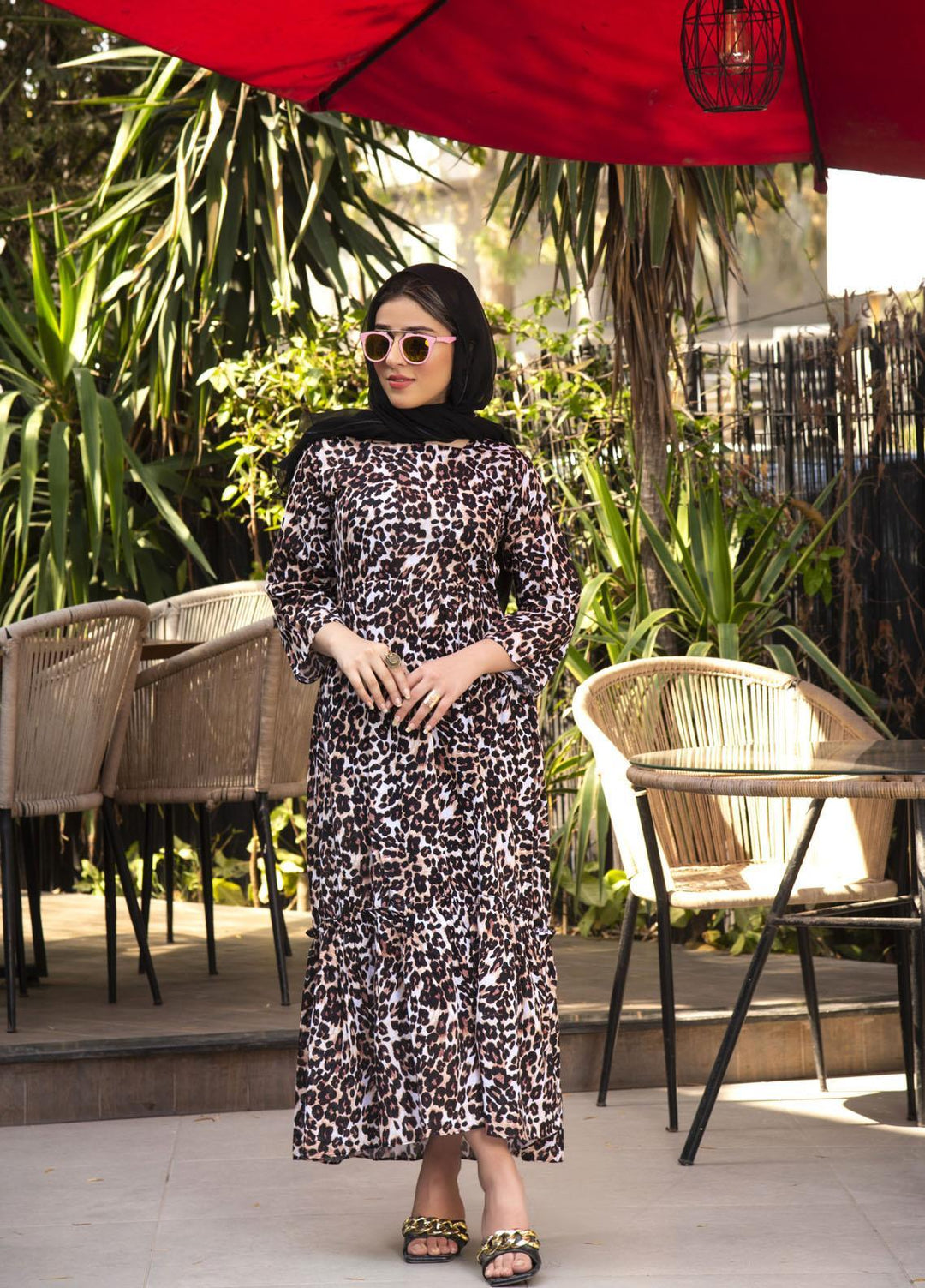 Nazmina Pret  Lawn Western Dress FR-604 SNOW LEOPARD