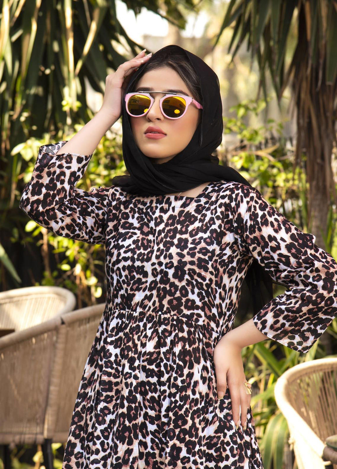 Nazmina Pret  Lawn Western Dress FR-604 SNOW LEOPARD