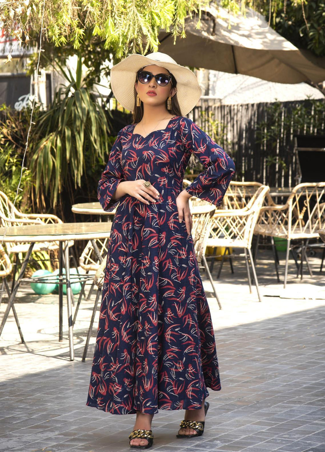 Nazmina Pret  Lawn Western Dress FR-592 BLUE SHINE